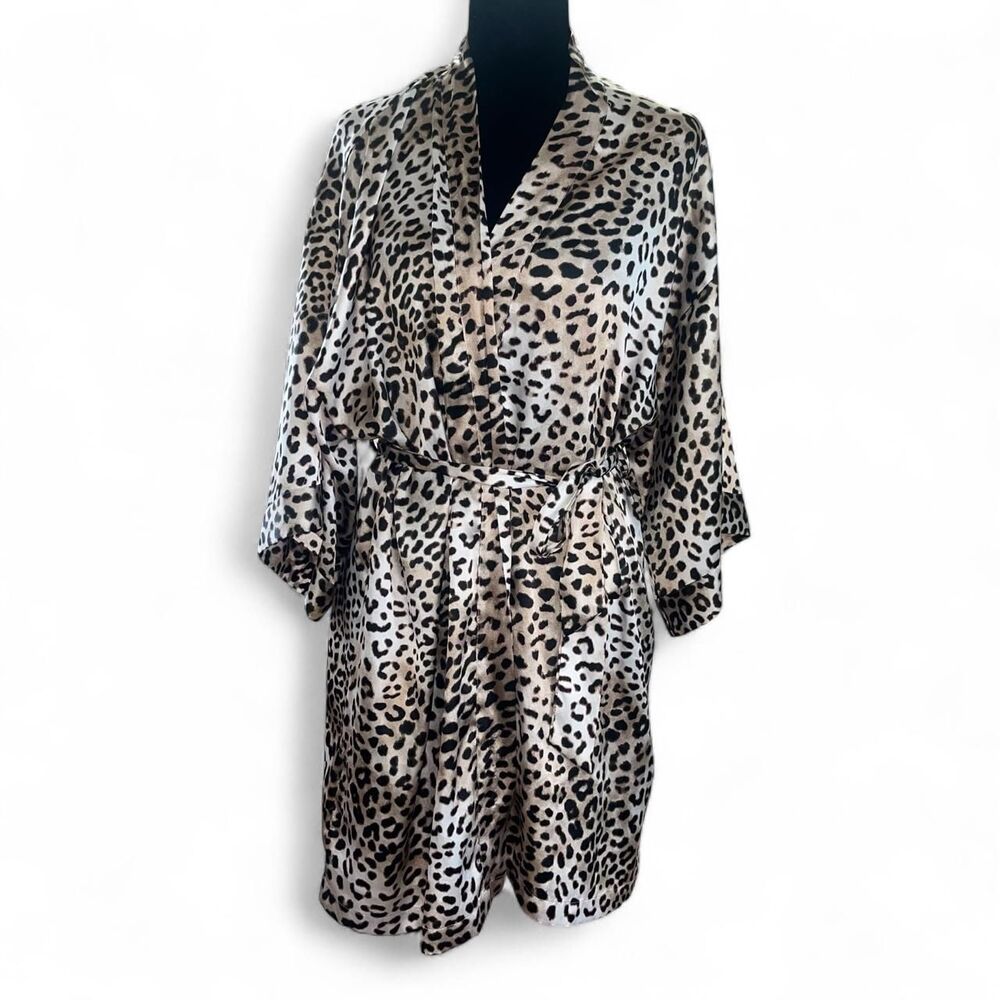 Vintage Y2K 2000 Victoria's Secret Leopard Print Robe SZ S/M